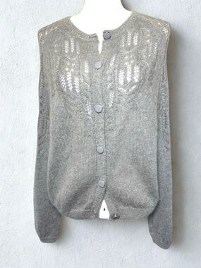 Ivanka In Paris Women's Gray Knit Cardigan‎ Sweater Wool Blend Women Small